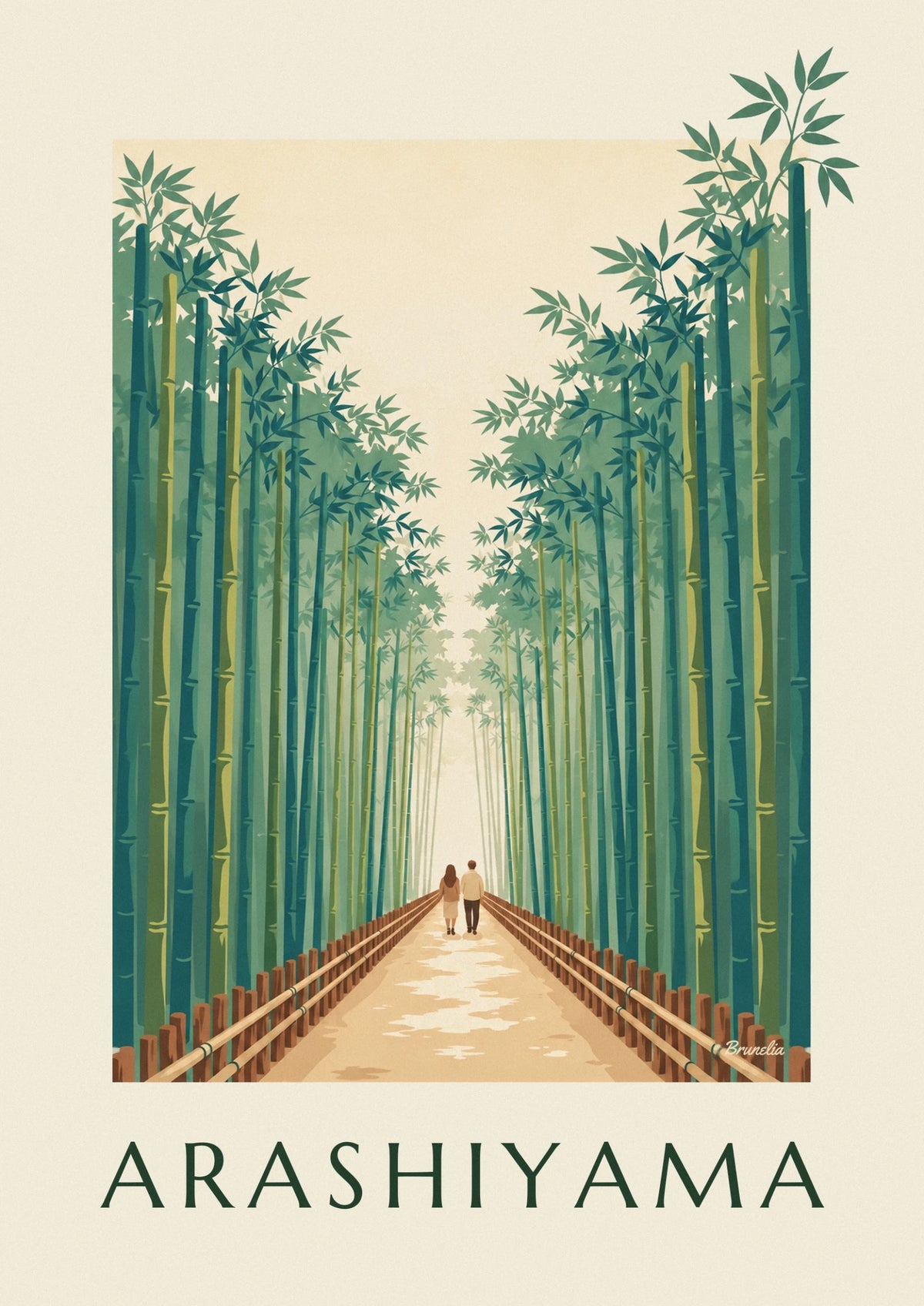 Affiche sentier de la bambouseraie d'Arashiyama à Kyoto