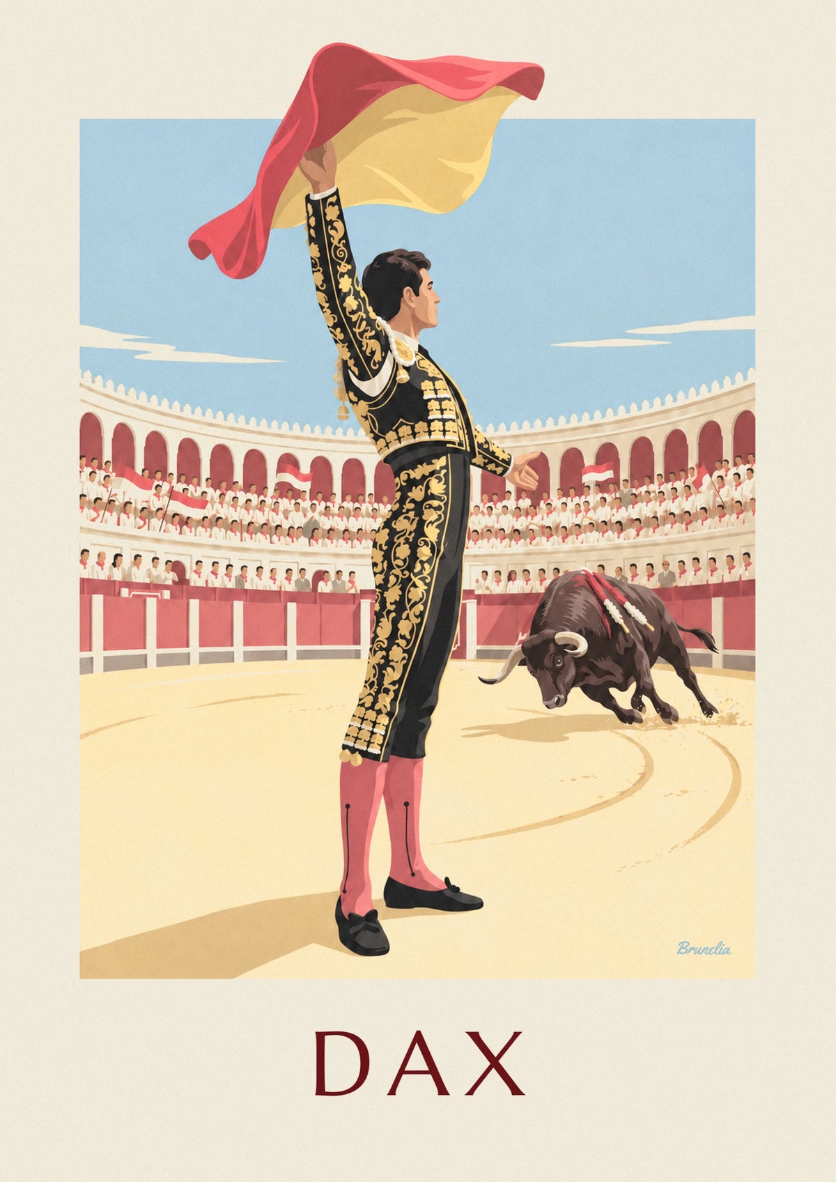Affiche feria de Dax, torero face au taureau dans l'arène