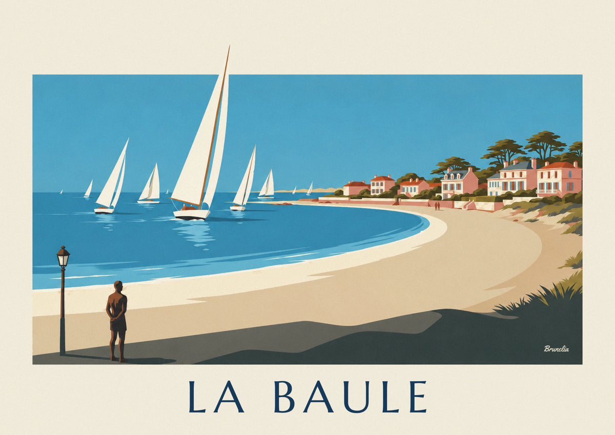 Affiche régate de voiliers dans la baie de La Baule