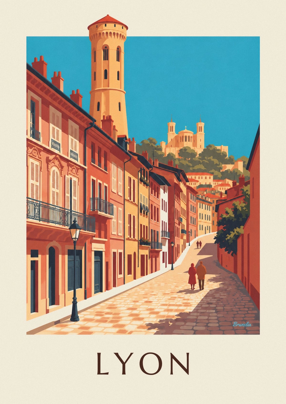 Affiche façades Renaissance du Vieux Lyon et Fourvière