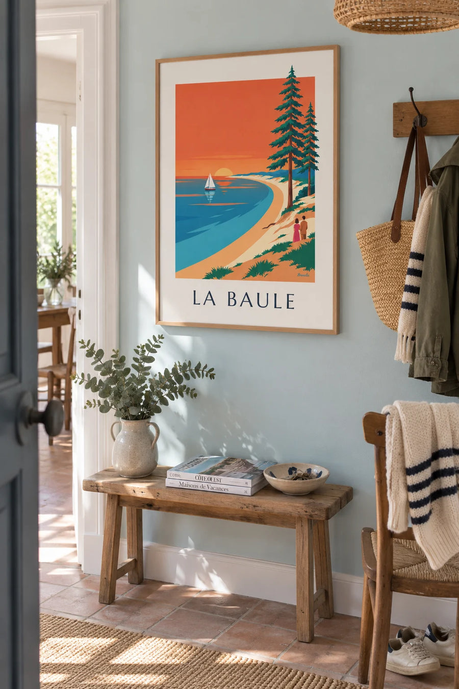 Poster of a sunset over the bay of La Baule: framed on the wall