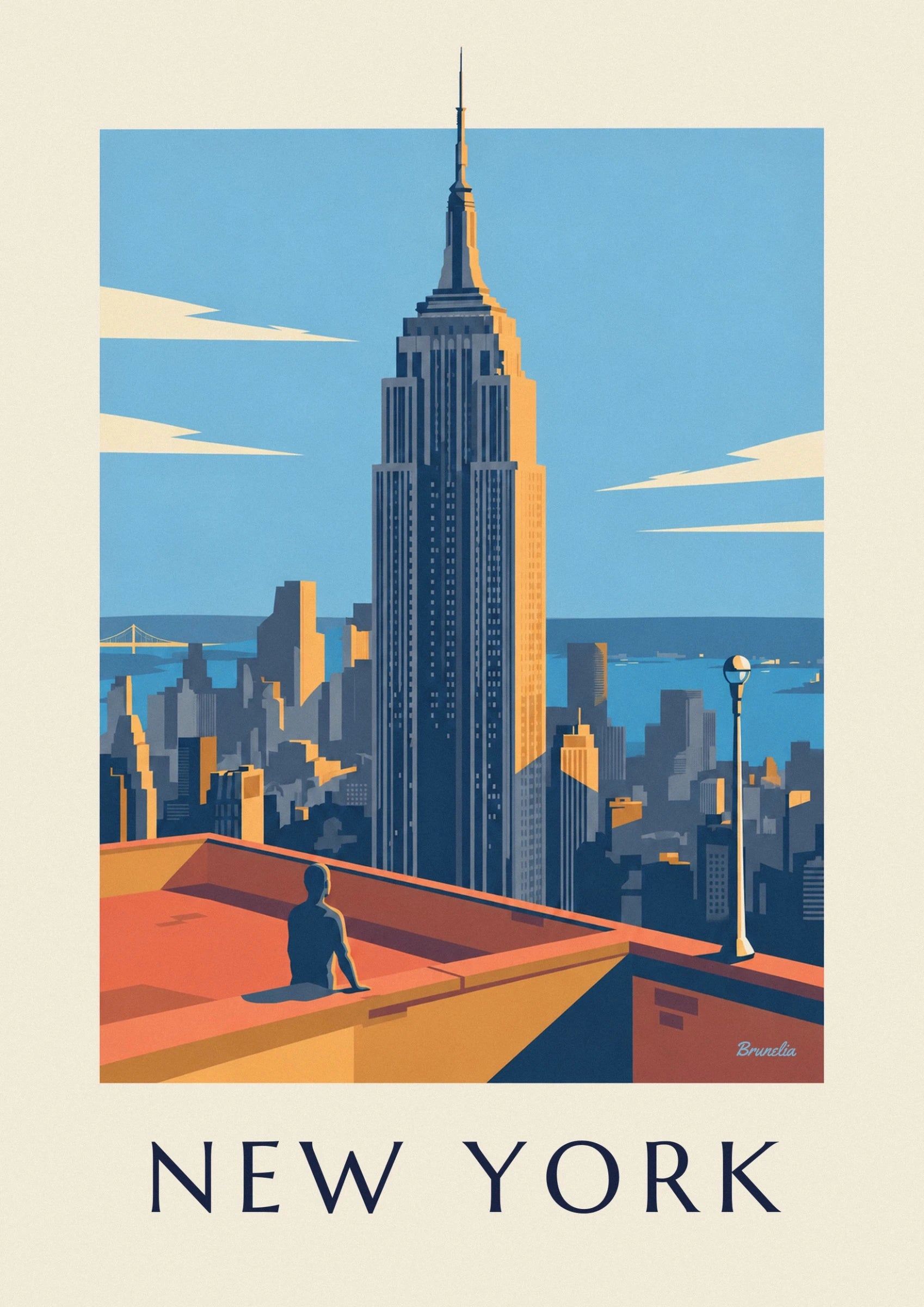 La flèche et les façades de l’Empire State Building baignées de lumière dorée