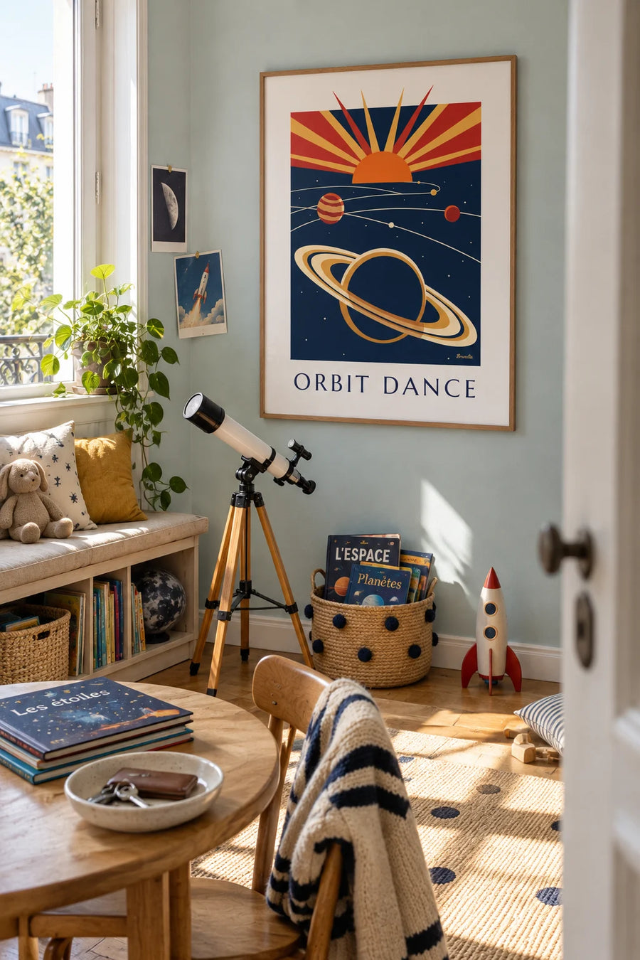Poster of the solar system, planets and Saturn’s rings: framed on the wall