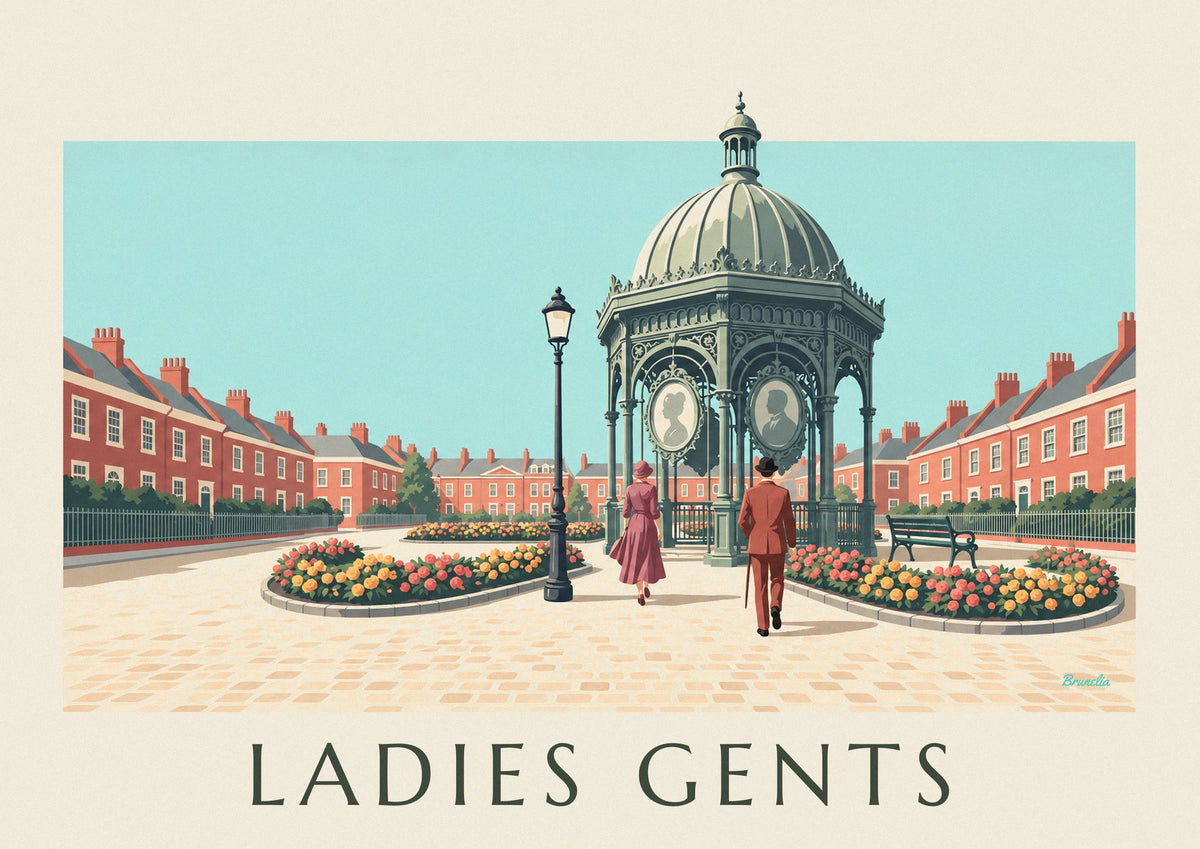 Affiche toilettes publiques victoriennes Ladies et Gents à Londres